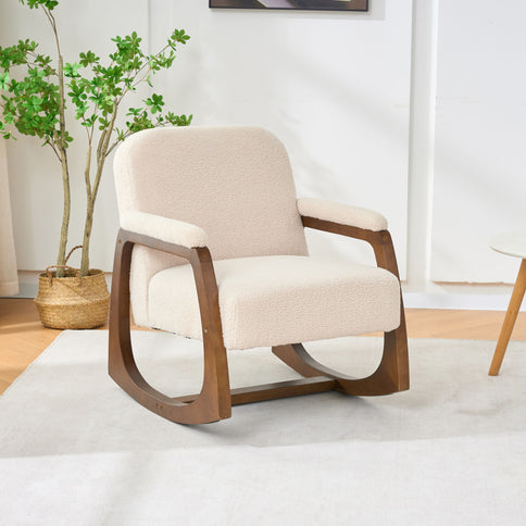 Curved Frame Rocking Accent Chair - Beige / Brown