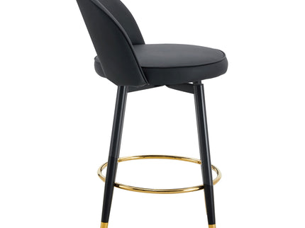 Modern Upholstered 360° Rotatable Bar Chair With Metal Legs For Dining Room (Set of 2)