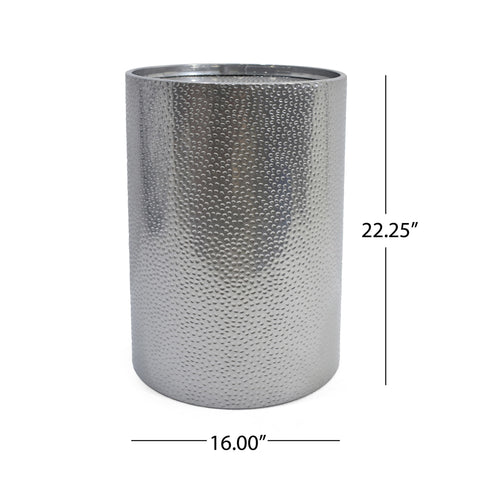Modern Round Accent Table With Hammered Surface