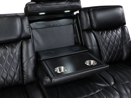 Electra - Power Reclining Sofa With Power Headrests, Drop Down Table, Reading Light, Massage, LED Lighting And USB Control