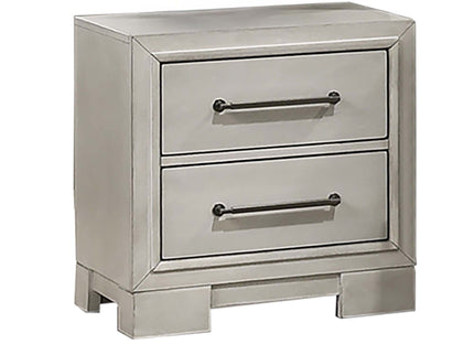 Nightstand With Square Legs And Sleek Handles - Antique White