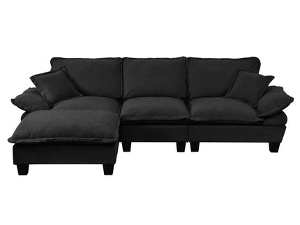 Modular Sectional Sofa With Movable Ottoman & Pillows
