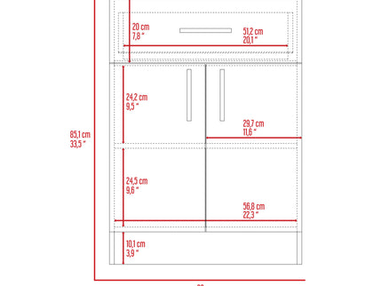 Pantry Organizer Cabinet One Drawer, Two Interior Shelves, Two Doors - White / Light Oak
