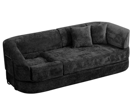 3 Seater Sofa With Built In Pet Bed Nook, Curved Design And 2 Throw Pillows