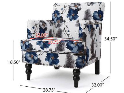 Club Chair With Tapered Birch Wood Legs - Multicolor
