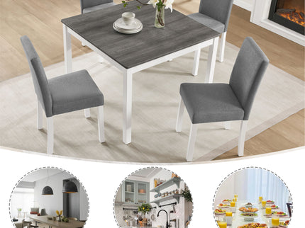 5 Piece Dining Table Set With 4 Chairs For Kitchen - Gray / White