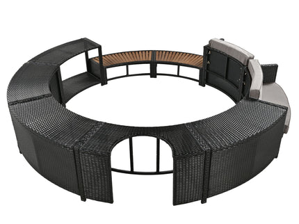 Spa Surround Spa Frame Patio Rattan Sofa Set With Storage Spaces, Mini Sofa And Comfortable Cushion For Patio, Backyard