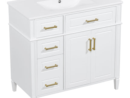 Bathroom Vanity With Sink, 4 Drawers, 2 Doors