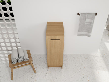Slim Freestanding Bathroom Storage Cabinet - Light Oak
