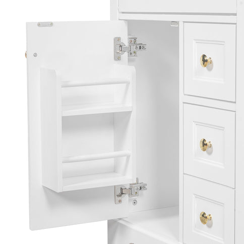 Modern Bathroom Vanity With Sink, 3 Drawers & Cabinet With 2 Tier Door Storage