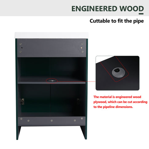 Contemporary Freestanding Bathroom Vanity With Resin Sink & Soft-Close Cabinet Doors