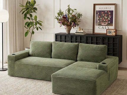 Cloud Sectional Couch, Modular Sectional Sofa With Deep Seat, Boneless Couches With L-Shape Chaise For Living Room - Green