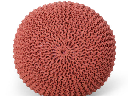 Bordeaux - Knitted Round Pouf Ottoman, Floor Cushion