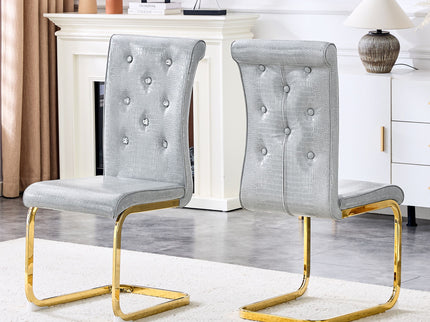 Elegant Design Alligator Skin Upholstered Dining Chairs