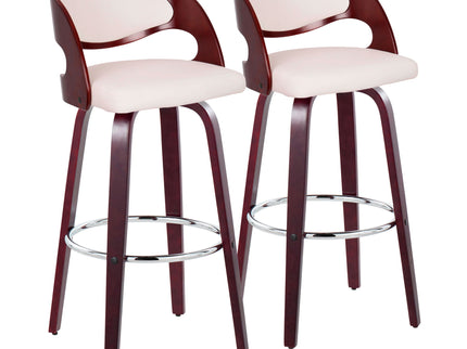 Pino - Mid Century Modern Fixed Height Barstool With Swivel & Round Footrest (Set of 2)