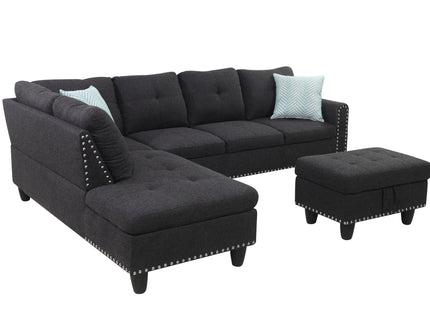 Alger - Left Hand Facing Sofa & Chaise With Ottoman