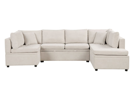 Oversized Sectional Sofa U-Shaped Sofa Couch Pull-Out Sofa Bed With Two Throw Pillows For Living Room
