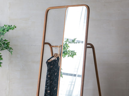 Clothes Hanger With Mirror, Large - Brown