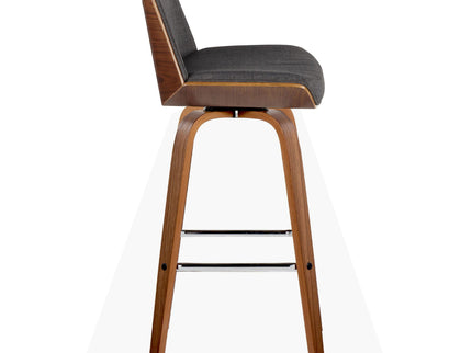 Corazza - Mid Century Modern Fixed Height Barstool With Swivel With Square Footrest (Set of 2)