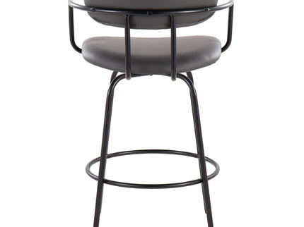 Demi - Contemporary Fixed Height Counter Stool With Swivel With Round Footrest (Set of 2)