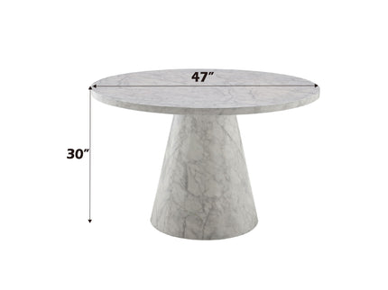 Kacey - Natural Engineered Stone Round Dining Table - Stone Gray