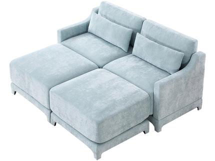 Stylish Sofa With Ottoman And Lumbar Pillows, Ergonomic Design