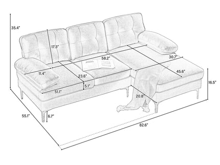 Modern L Shaped Sectional Sofa For Living Room