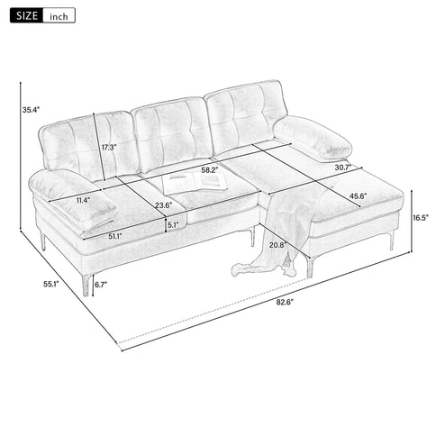 Modern L Shaped Sectional Sofa For Living Room
