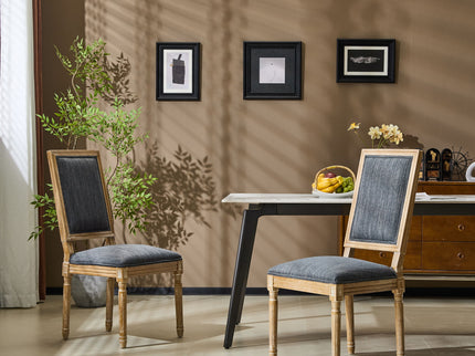 French Country Style Dining Chair With Upholstered Seating And Fluted Legs