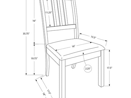 Dining Chair, Side, Upholstered For Dining Room, Transitional (Set of 2) - Brown