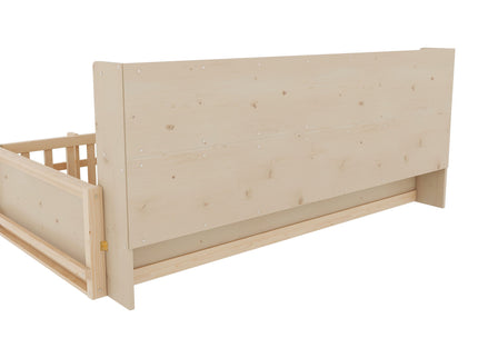 Platform Bed Frame With Guardrail, Storage Shelves & Bookshelf