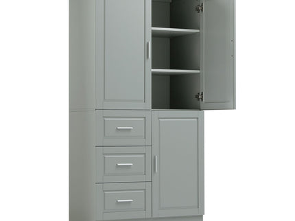 Tall And Wide Storage Cabinet With Doors, 3 Drawers