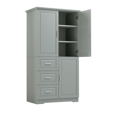 Tall And Wide Storage Cabinet With Doors, 3 Drawers