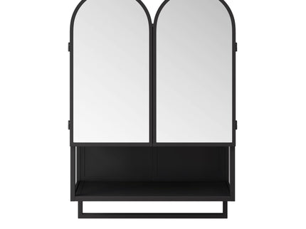 Double Arched Mirror Wall Cabinet With 2 Doors, Featuring Adjustable Shelves And Towel Rack