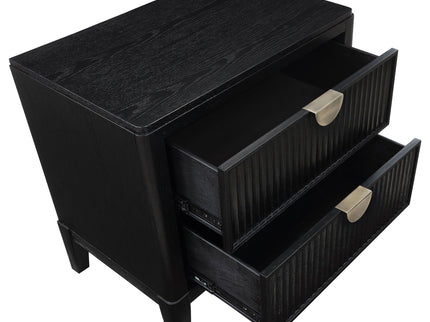 Mason - 2 Drawer Nightstand With Fluted Design - Black