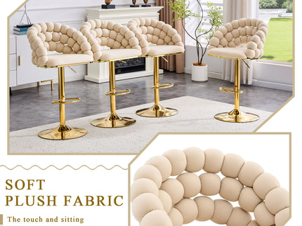 Puffy Bubble Chair, Ball Chain (Set of 2) - Beige / Gold