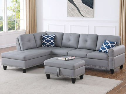 Irine - Sectional Sofa With Ottoman - Gray