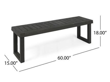 Realm - Outdoor Bench With Slat Panel Top And Base - Dark Gray