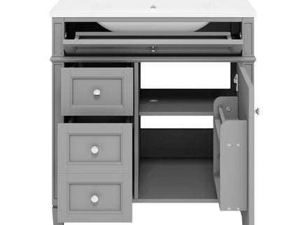 Bathroom Vanity With Top Sink, Storage Cabinet With 2 Drawers, Tip Out Drawer