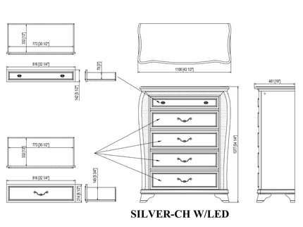 Aurelia - Chest & LED Lighting - Silver