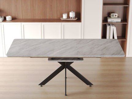 Modern Extendable Dining Table Set For 6 - 8 - Black / Gray
