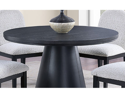 5 Piece Round Dining Set With With Chairs - Black / White