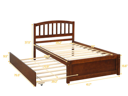 Platform Bed Wood Bed Frame With Trundle