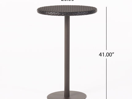 Outdoor Round Rattan Bar Table With Iron Frame - Multi Brown