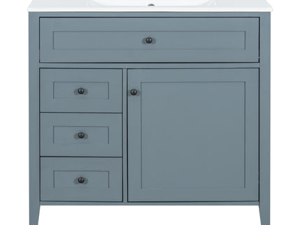 Bathroom Vanity With Sink, 3 Drawers & Cabinet With Adjustable Shelves