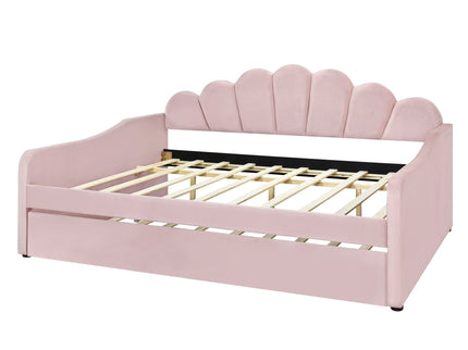 Upholstery Daybed Frame With Shell Shaped Backrest