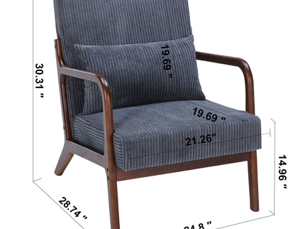 Accent Chair With Pillow And Wood Frame