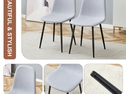 Modern Medieval Style Cushioned Side Chairs Set With Metal Legs For Kitchens