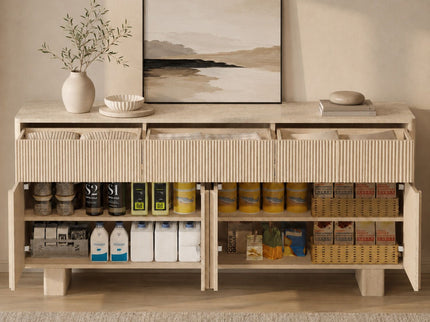 Sideboard Buffet Cabinet With 3 Drawers And 4 Doors For Dining Room