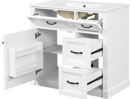 Modern Bathroom Vanity With Sink, 4 Drawers, Soft-Close Door, Adjustable Shelf